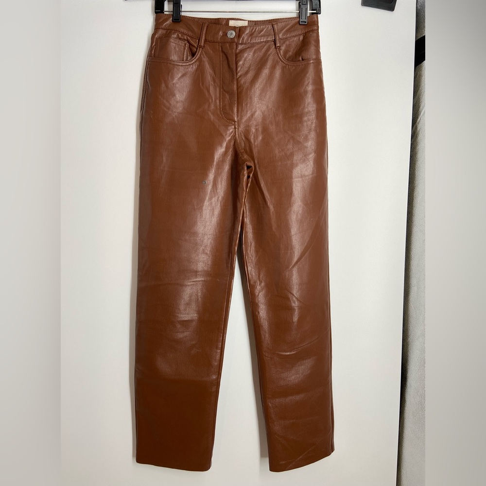 Aritzia, Wilfred Melina, faux Leather Pants, Brown, soft as butter, size 4